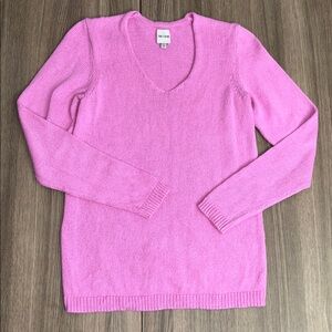 NIC+ZOE Women’s Pink V-Neck Cotton Sweater – Size XS